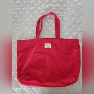 Sezane Red Corduroy Tote Bag